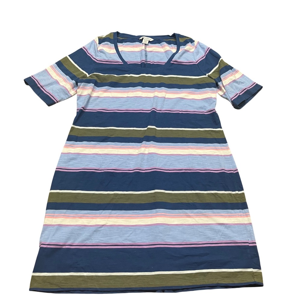 Tommy Bahama Womens XL Striped Short Sleeve T-Shirt Dress Blue Green Pink Casual